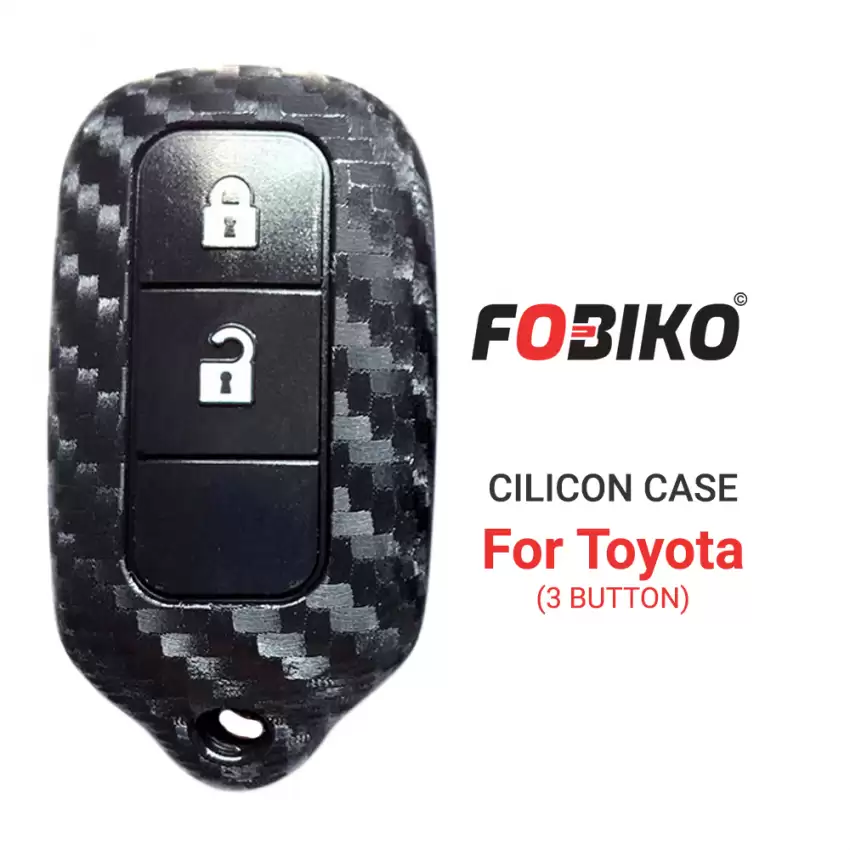 Silicon Cover for Old Toyota Remote Key 3 Button Carbon Fiber Style Black