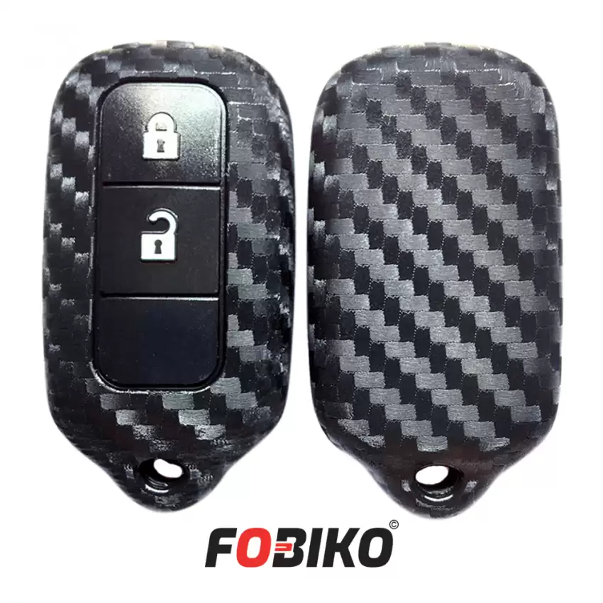 Protect your Old Toyota Remote Key with our carbon fiber style black silicon cover Our 4 button cover provides protection from scratches and damage, while also adding a sleek and stylish look to your keychain.