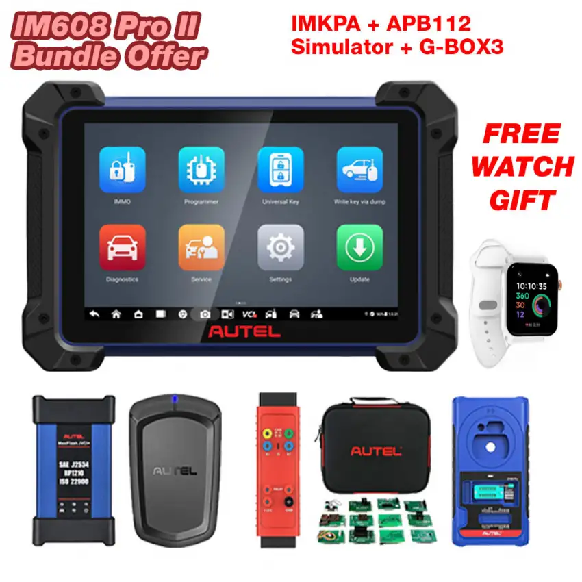 Bundle of IM608 PRO II KPA and IMKPA Expanding Accessories + APB112 Simulator + G-Box3 Adapter + Free Watch