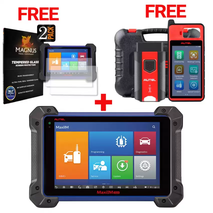 Bundle of Autel MaxiIM IM608 Pro Key Programmer and FREE Autel KM100 and FREE Magnus Screen Protector