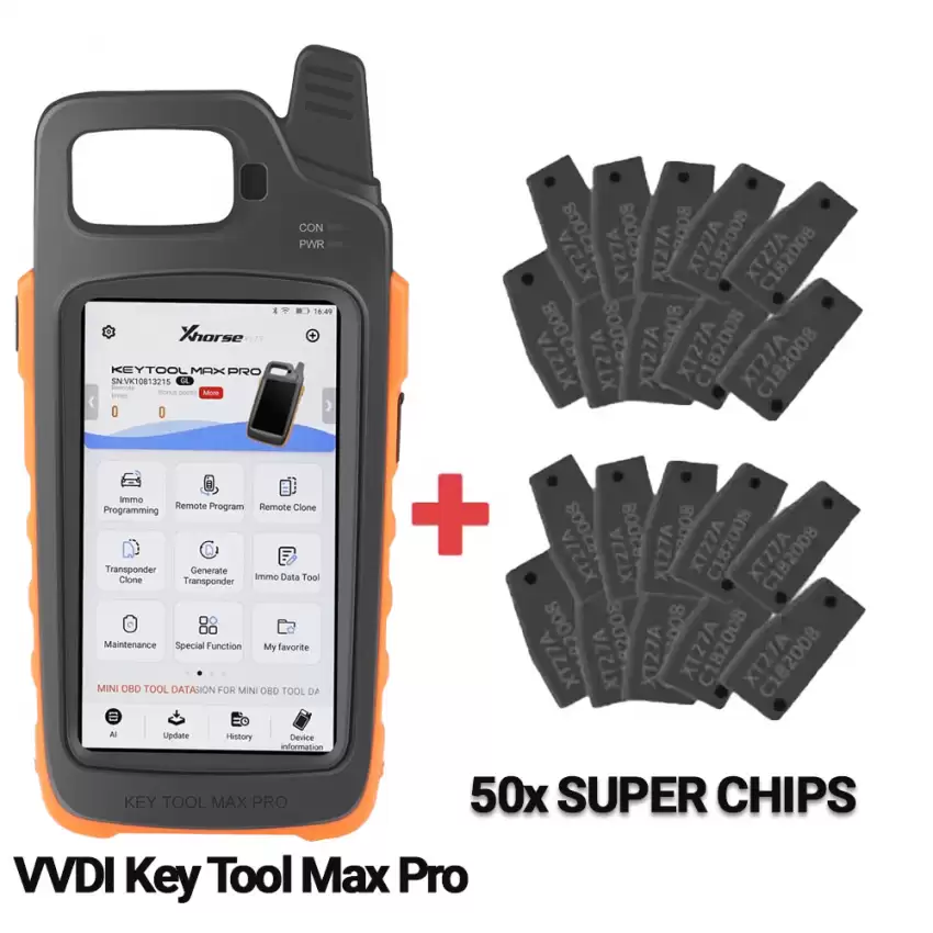 Bundle of VVDI Key Tool Max PRO Remote Programmer and 50 Pieces Xhorse VVDI Super Chip
