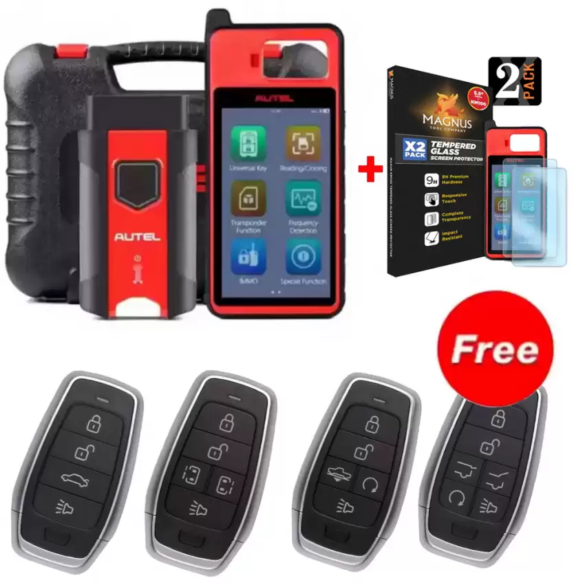 Bundle of Autel Universal Key Generator Kit KM100 and FREE 4 Autel Standard Remotes and Screen Protector