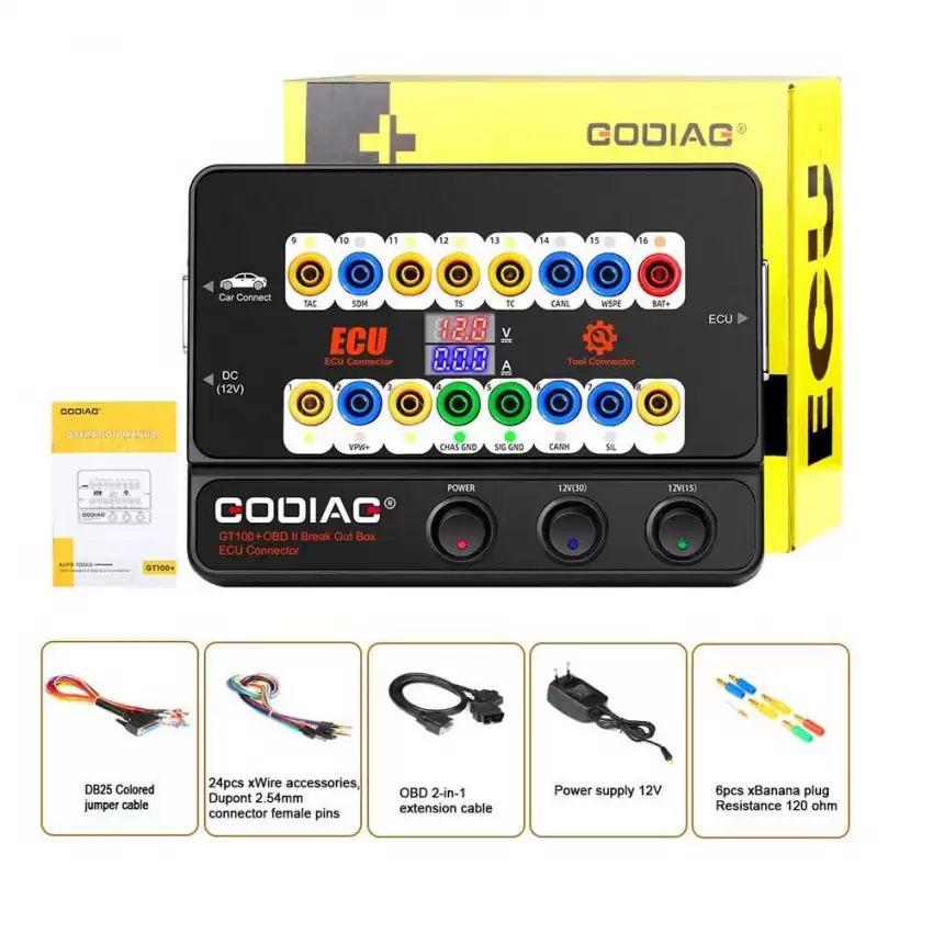 GT100 & Auto Tool OBD II Break Out Box ECU Connector From Godiag