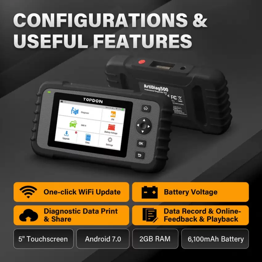 TOPDON ArtiDiag500 Android based OBD II Diagnostic Scanner ABS SRS - PD-TPD-AD500  p-2
