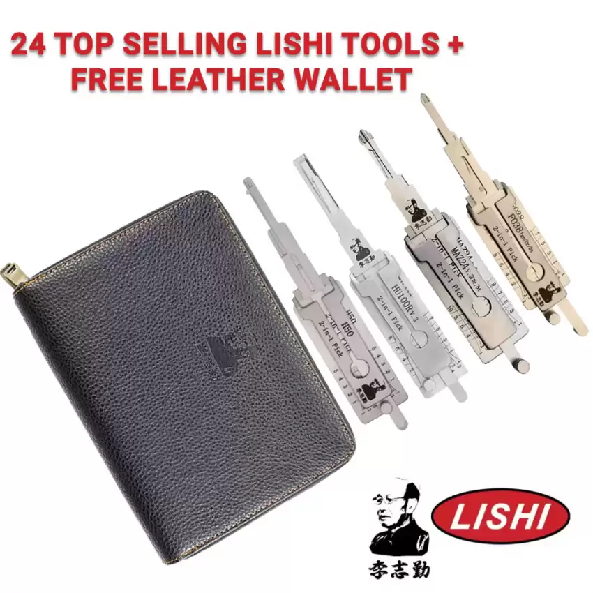 Bundle of 24 Original Lishi Tools and Leather Wallet