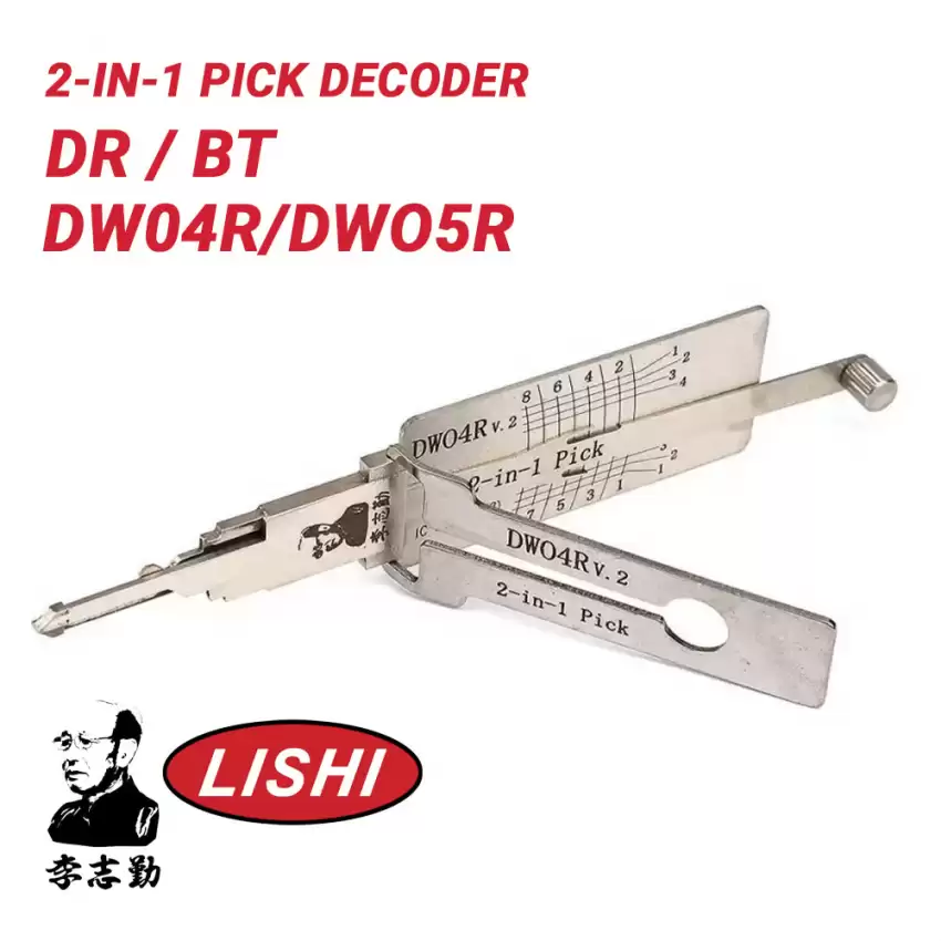 Original Lishi DW04R/DWO5R for GM Chevrolet Daewoo V2 2-in-1 Pick Decoder Anti Glare