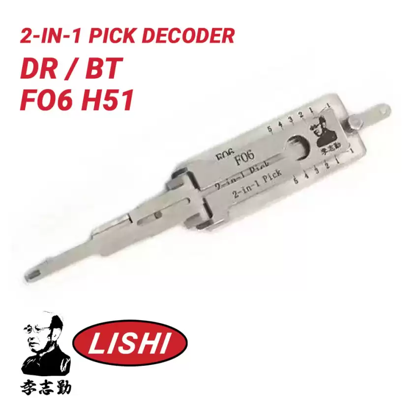 Original Lishi FO6 H51 For Ford 5 Cut 2-in-1 Pick Decoder Anti Glare
