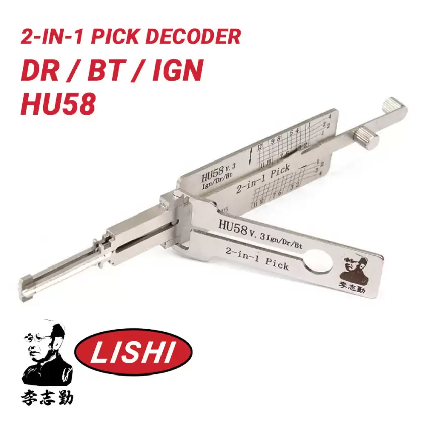 Original Lishi HU58 for BMW 2-in-1 Pick Decoder Twin Lifter Anti Glare