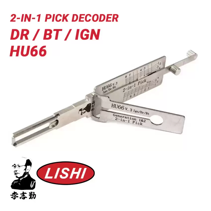 Original Lishi HU66 For Audi VW 2-in-1 Pick Decoder Twin Lifter Anti Glare