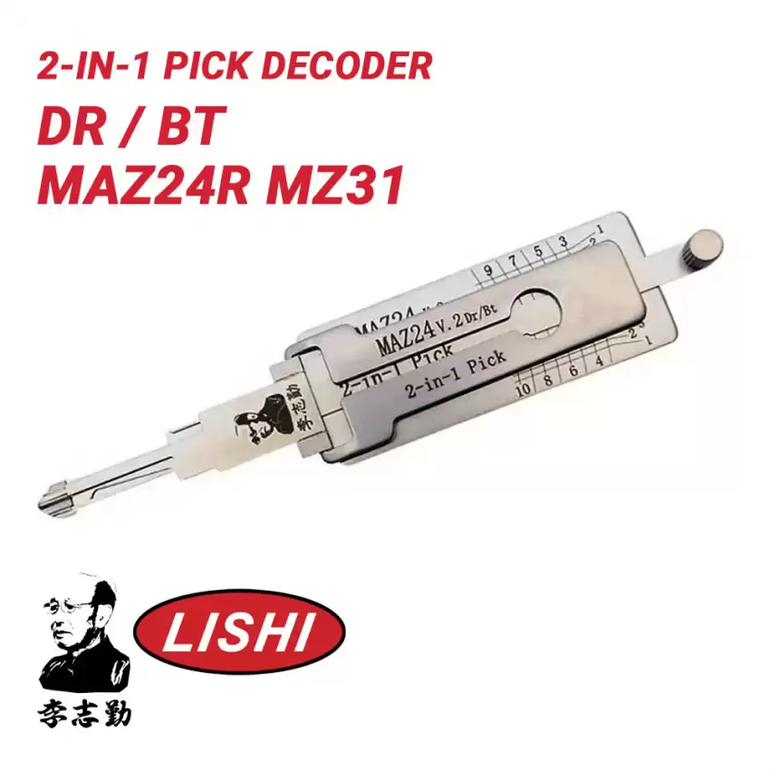 Original Lishi MAZ24R MZ31 For Mazda Ford 2-in-1 Pick Decoder Anti Glare