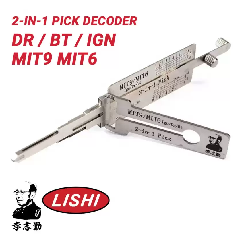 Original Lishi MIT9 MIT6 for Mitsubishi 2-in-1 Pick and Decoder Twin Lifter Anti Glare