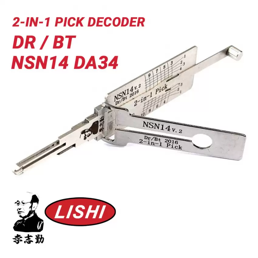 Original Lishi NSN14 DA34 For Nissan Subaru 2-in-1 Pick Decoder Door Trunk Anti Glare