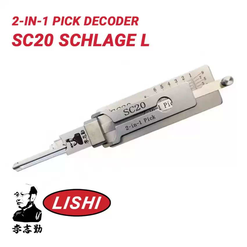 Original Lishi SC20 Schlage L 2-in-1 Residential Commercial Pick Decoder Anti Glare