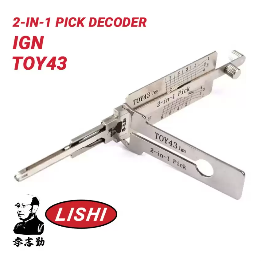 Original Lishi TOY43 for Toyota 2-in-1 Pick Decoder Ignition Anti Glare