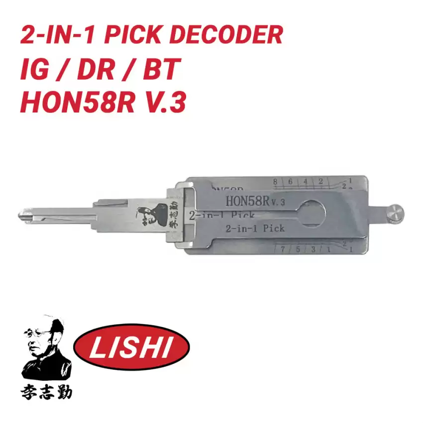 Original Lishi HON58R HD103 HD106 for Honda 8-Cut 2-In-1 Pick & Decoder