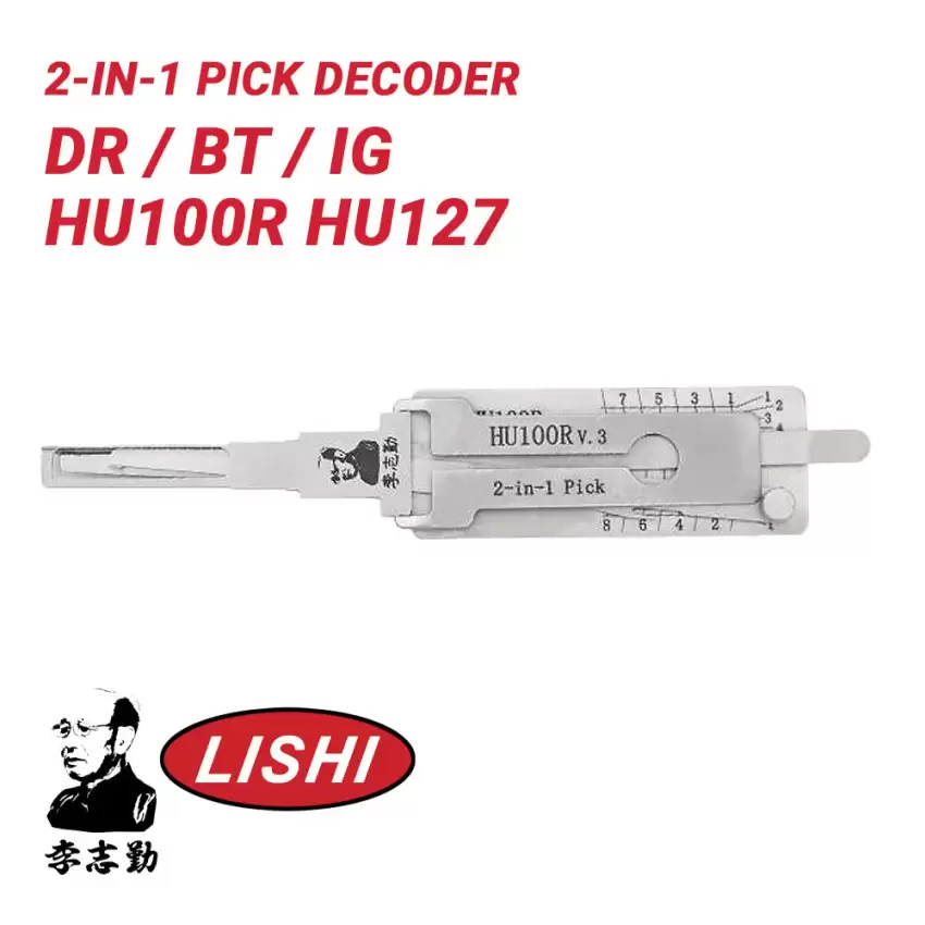 Original Lishi HU100R HU127 V.3 8 Cut for BMW 2-in-1 Pick Decoder Ignition Door Trunk Anti Glare