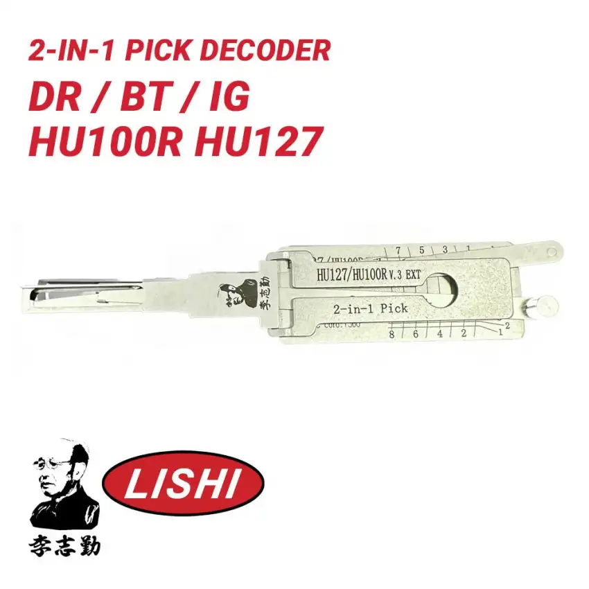 Original Lishi HU100R HU127 V.3 8 Cut for BMW 2-in-1 Pick Decoder Ignition Door Trunk Anti Glare