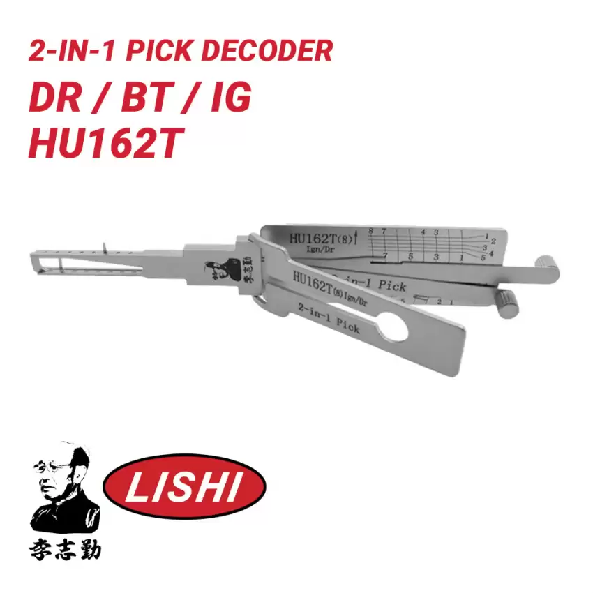 Original Lishi HU162T 8-Cut for VW, Audi  2-in-1 Pick Decoder Anti Glare