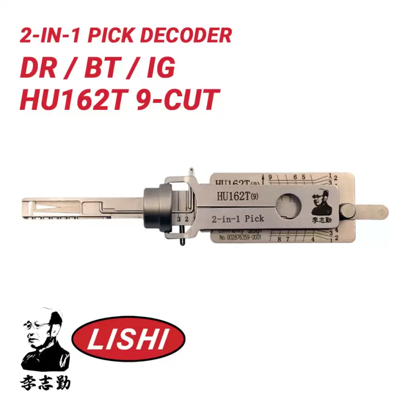 Original Lishi HU162T Side Cuts 9-Cut for VW, Skoda 2-in-1 Pick Decoder Anti Glare