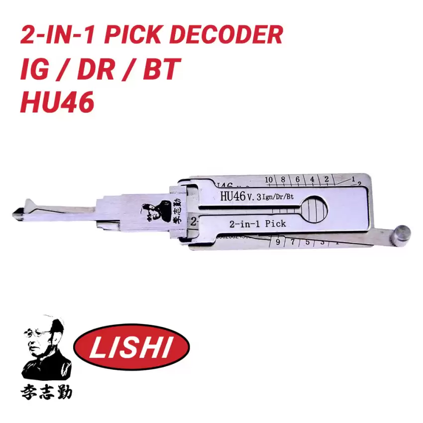 Original Lishi HU46 For Opel 2-in-1 Pick Decoder Anti Glare