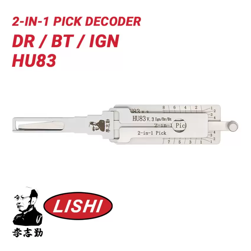 Original Lishi HU83 for Peugeot Citroen 2-in-1 Pick Decoder Door Trunk ignition Anti Glare