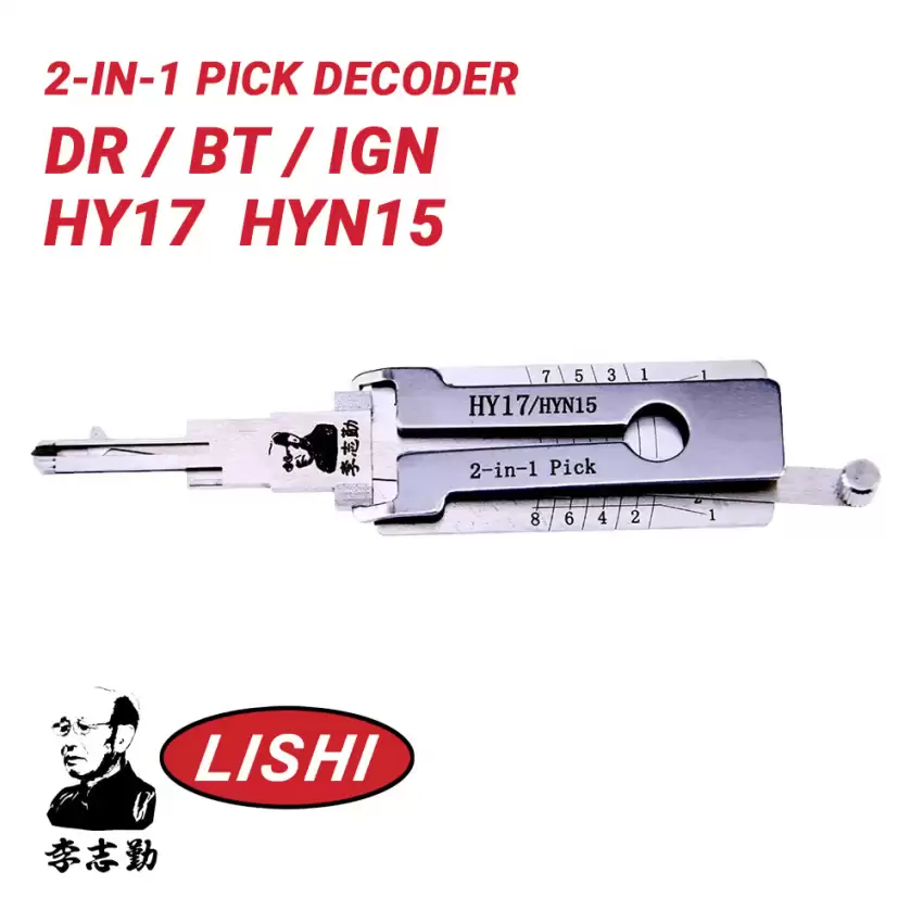 Original Lishi HY17 HYN15 for Hyundai 2-in-1 Pick Decoder Ignition Door Trunk Anti Glare