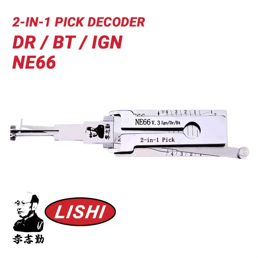 Original Lishi NE66 S66NN for Volvo 2-in-1 Pick Decoder Ignition Door Trunk Anti Glare