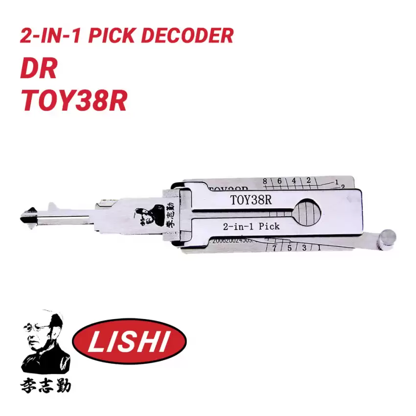 Original Lishi TOY38R TR44 DH4R for Toyota 8 Cut 2-in-1 Pick Decoder