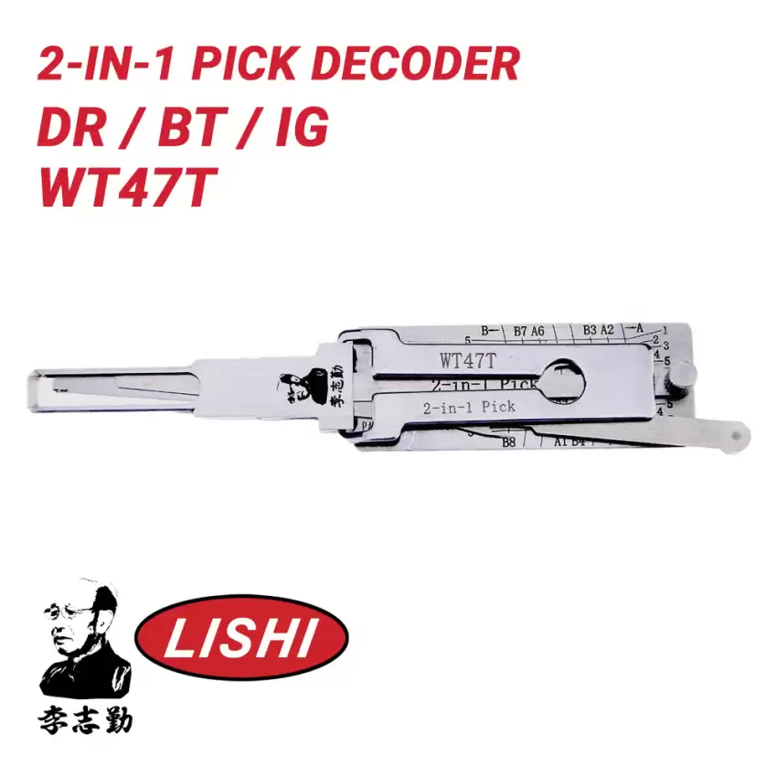 Original Lishi WT47T V2 4-Track for Saab 2-In-1 Pick & Decoder Ignition Door Trunk