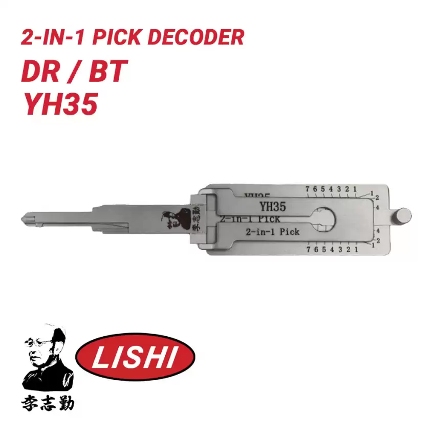 Original Lishi YH35 for Yamaha Motor Bikes (REVERSE OF YH35R) 2-in-1 Pick & Decoder Anti Glare