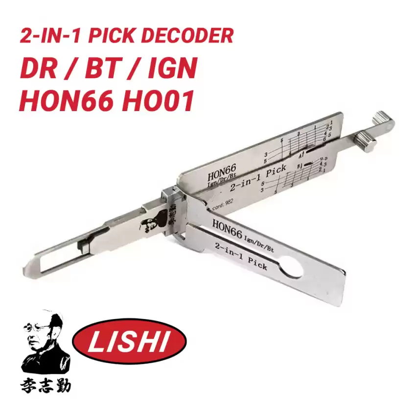 Original Lishi HON66 HO01 Honda High Security 2 in 1 Pick Decoder Anti Glare