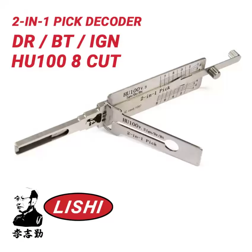 Original Lishi HU100 8 Cut for GM 2-in4-1 Pick Decoder Anti Glare