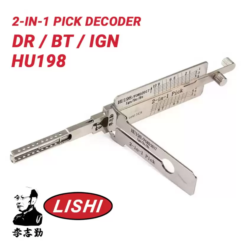 Original Lishi HU198 for Ford 2-in-1 Pick Decoder Anti Glare