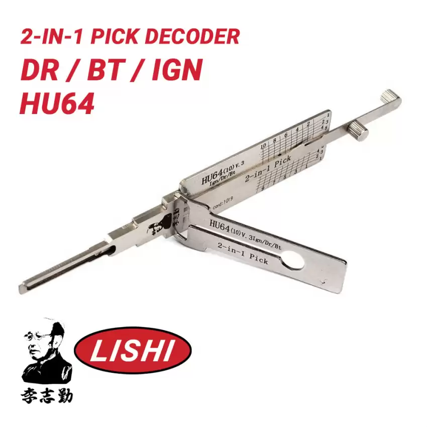 Original Lishi HU64 for Mercedes 2- in-1 Pick Decoder Anti-Glare