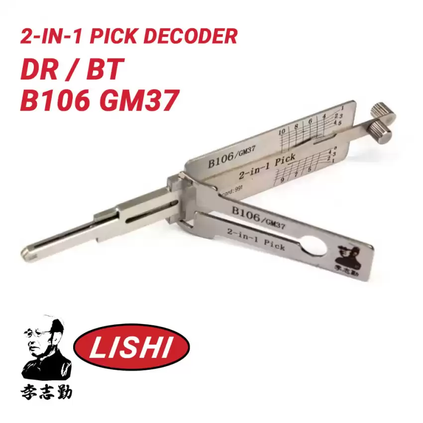 Original Lishi B106 GM37 for GM Non-Warded 2 in 1 Tool Pick Decoder Anti-Glare