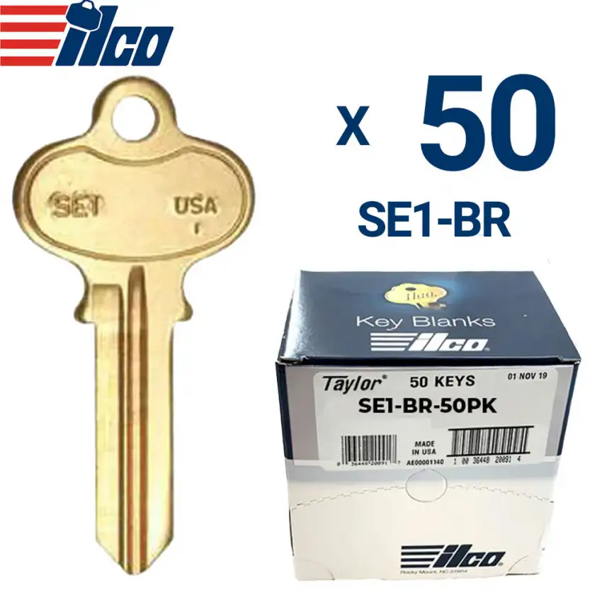 ILCO SE1 1022 Metal Key Blank Brass Finish Segal Pack of 50