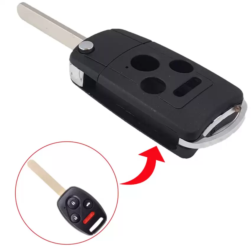 Flip Remote Shell for Honda Remote 4 Button Upgraded from Remote Head Key Shell Fit Honda Civic Pilot CRV