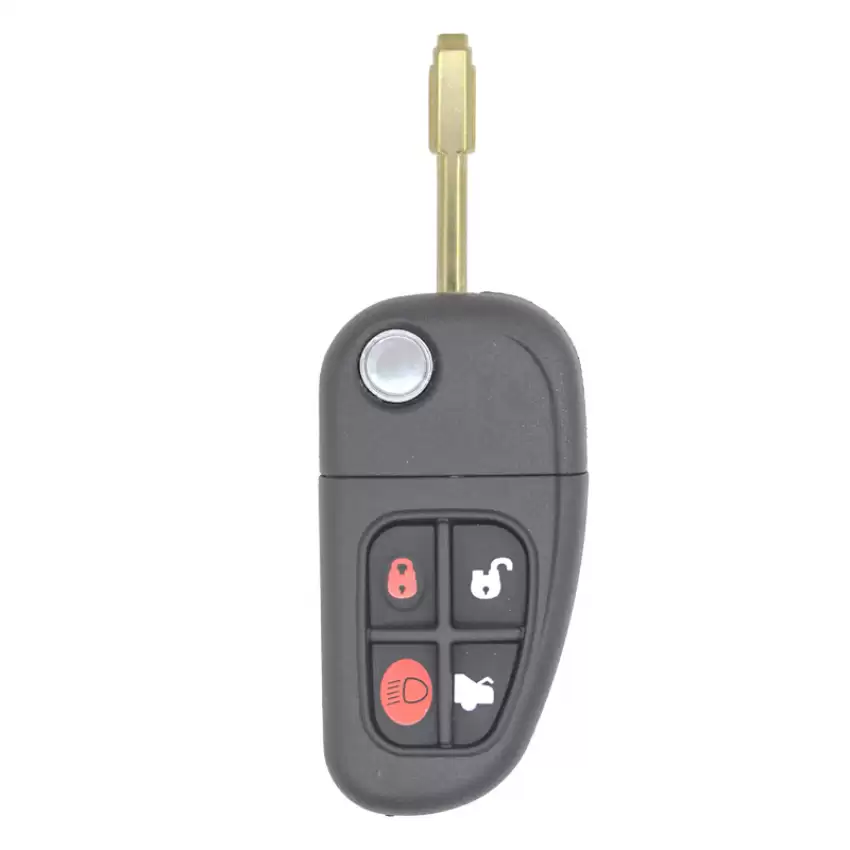 High Quality Aftermaket Jaguar Flip Remote Key Fob Shell, Car Key Case Remote 4 buttons with head key Lock Unlock Lights Trunk