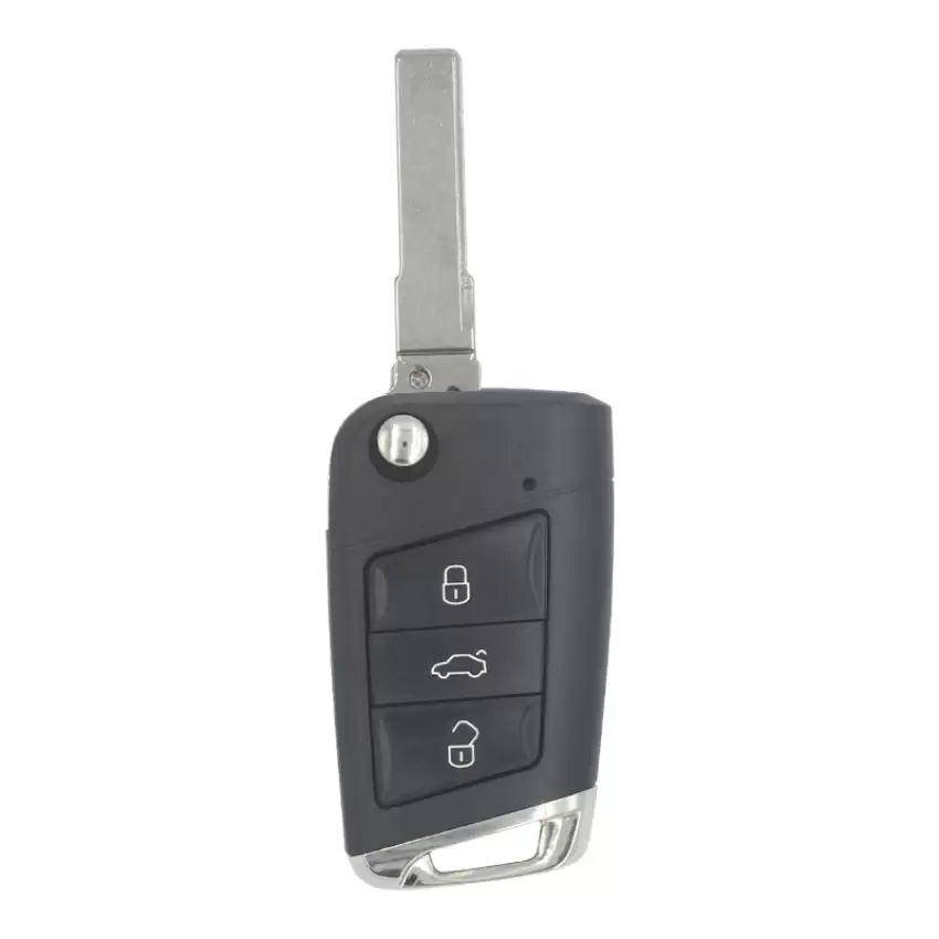 VW MQB 2015 Flip HU66 Chrome best quality alternative key fob cover, car remote case 3 buttons Lock Unlock Trunk