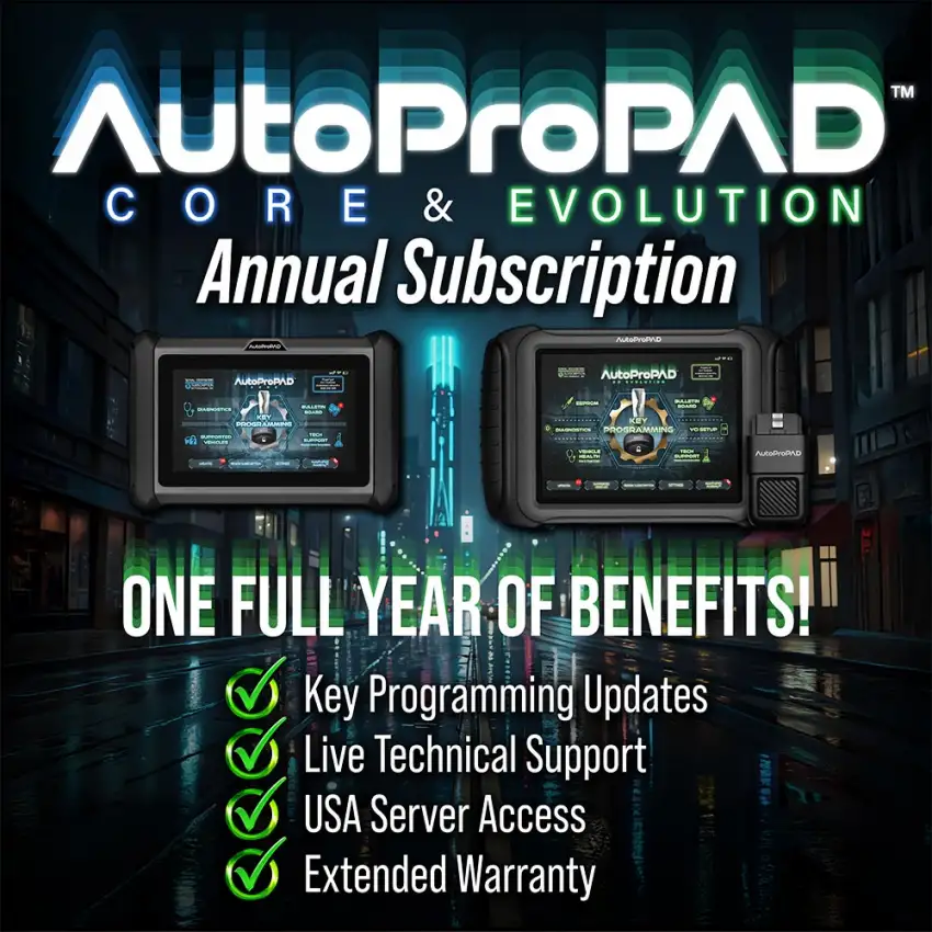 AutoProPAD Core & G3 Evolution Annual Subscription 1-Year Updates, Server Access, Live Tech Support, and Extended Warranty