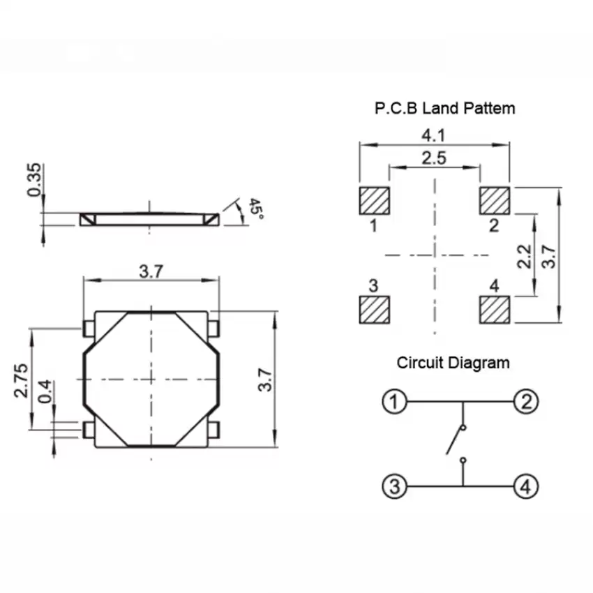 Micro Push Button Switch Tactile for Megane 2 Yellow Color