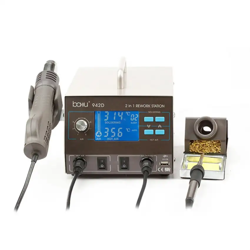 BAKU BA-942D 110V 700W Complete Soldering Kit 2 in 1 Hot Air Rework Station Adjustable Temperature