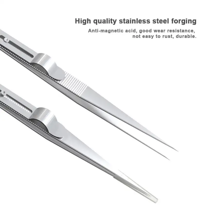 High Baku BA-i164 Craft Fine Angled Removal Stainless Steel Tip Straight High-Precision Tweezer