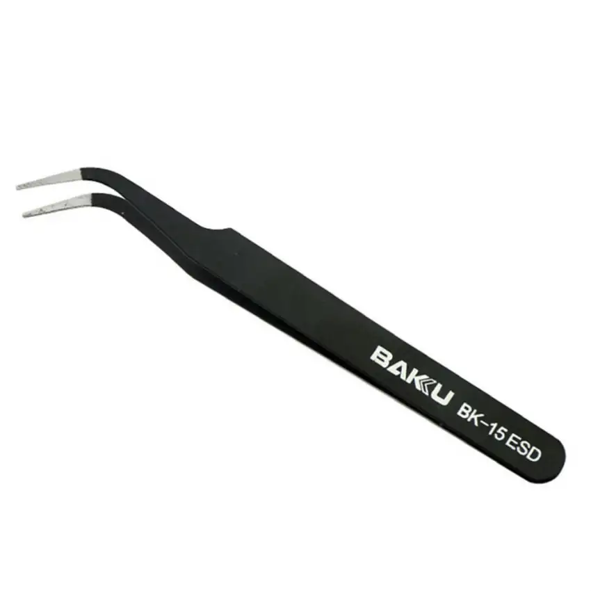 Baku BK-15ESD Curved Tweezer with Black Antistatic Coating