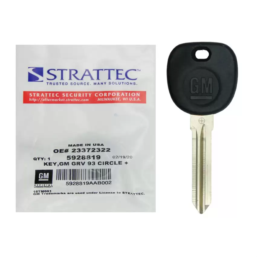 GM Transponder Key Strattec 5928819 B111 Chip PHILIPS 46 (Circle+)