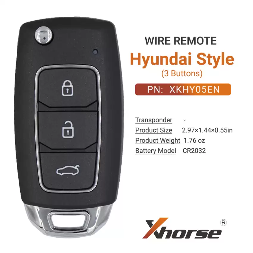 Xhorse Universal Wire Remote Key Hyundai Style 3 Buttons XKHY05EN - CR-XHS-XKHY05EN  p-2
