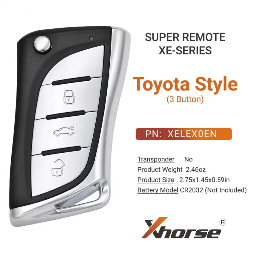 Xhorse XELEX0EN Super Flip Remote Key Toyota / Lexus Style 3 Button With Built-in Super Chip