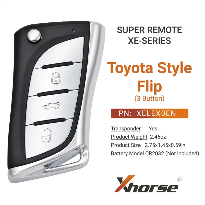 Xhorse XELEX0EN Super Flip Remote Key Toyota / Lexus Style 3 Button With Built-in Super Chip