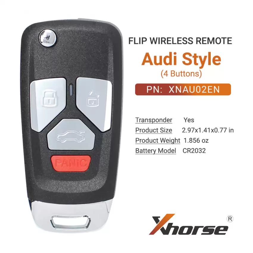Xhorse Wireless Flip Remote Key Audi Style 4 Buttons XNAU02EN - CR-XHS-XNAU02EN  p-2