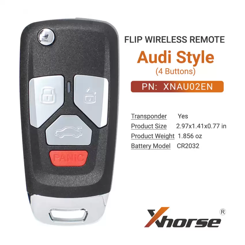 Xhorse Wireless Flip Remote Key Audi Style 4 Buttons XNAU02EN - CR-XHS-XNAU02EN  p-3